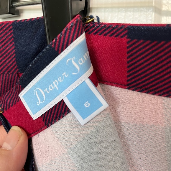 NWT Draper James Buffalo Check Mid A line: plaid print- pink and blue. Size 6 - Picture 5 of 8